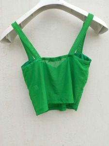 Solid Green Net Tank Top.