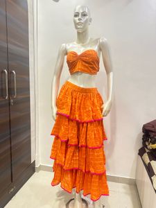 Orange Skirt Set