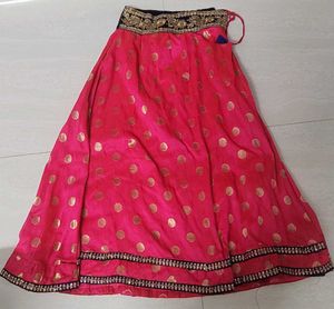 Pink & Gold Polka Dot Lehenga Skirt