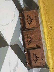 Wooden Wall Organizer with Key Hooks