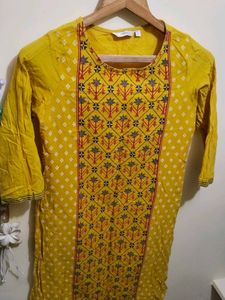 Yellow Embroidered Kurta