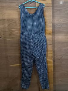Blue N White Polka Dot Jumpsuit