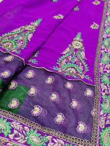 Purple Saree with Embroidery