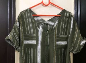 Striped Olive Green Top