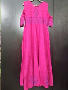 Pink Printed Cold Shoulder Dress