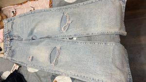 Wide Leg Denim distressed Jeans