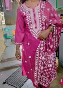 Pink Embroidered Kurta Set