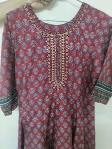 Maroon Printed Ethnic Dress