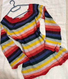 🎁 Buy1 Get1 Free Rainbow Striped Knit Top F