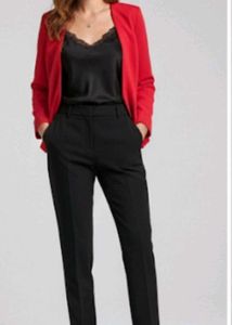 Chic Red Open Front Blazer