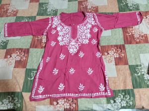 Pink Chikankari Kurti