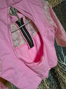 Pink Blouse with Net Sleeves