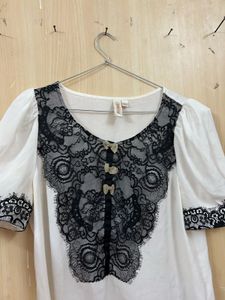 White Lace Detail Top