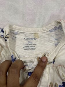 Carters Baby Frock With Attached Romper 0-3 Months