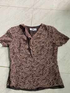 Vintage Brown Patterned Blouse