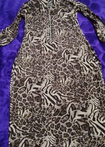 Strechable,Leopard Print Kurti (Size &#34;L&#39;)