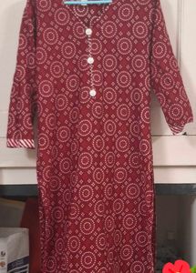 Red Printed Kurta Set