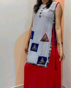 Red And Grey Ethnic Gown Dress