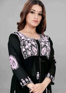 Black Embroidered Tunic Top