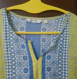 Blue & Yellow Printed Top