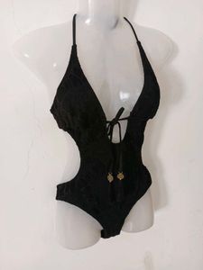 Black Lace One-Piece Swimsuit