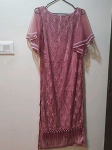 Elegant Mauve Lace Dress