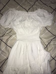 White Flared ,Layer Type Midi Dress