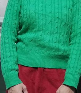 Women Self Design Green Sweater