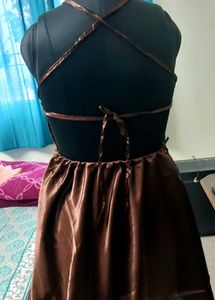 Satin Frock Cofee Brown