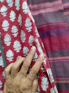 Fabindia Red &amp; White Floral Print Kurta