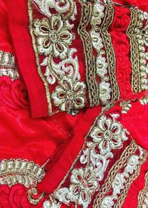 Red Embroidered Kurti Set With Dupatta And Salwar