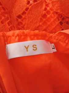Bright Orange Crochet Lace Dress From Europe