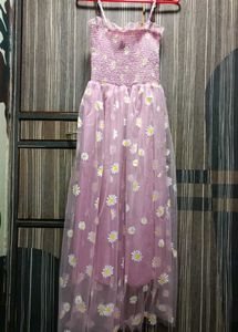Polka Dot, Pink Floral Midi A-Line Dress