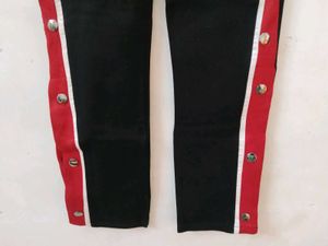 Striped Button Detail Pants