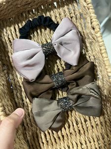 Satin Bow Hair Ties- Set Of 3