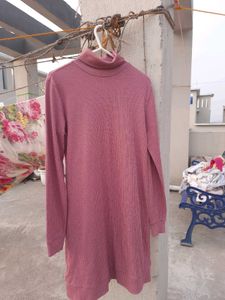 Ajio Ribbed Dusty Purple Dress Women