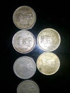 Vintage Indian 5 Rupee Coins