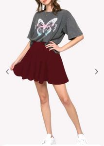 Maroon Pleated Skirt