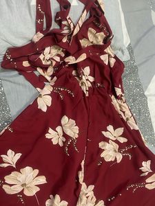 Unused Floral Print Maxi Dress with halter neck