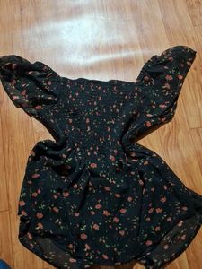 black ruffle top