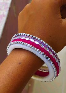 Pink & Silver Beaded Bangle
