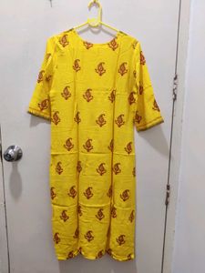 Yellow Printed Kurti