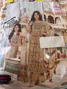 3pc Floral Print Embroidered Kurti