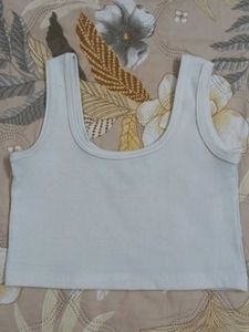 White Ribbed Crop Top