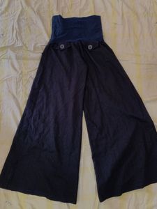 super wide leg black pants with cloth waist