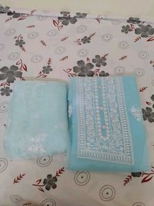 Elegant Sky Blue Embroidered Suit
