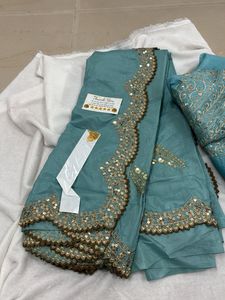 Teal saree Material