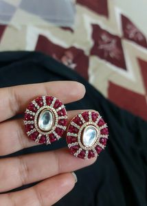 Kundan Ruby Imitation Real Look Studs ❤️