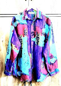 Purple Printed Shirt Size-44