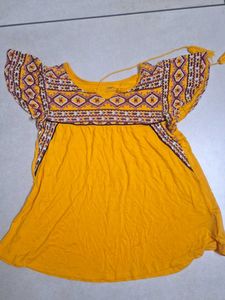 Boho Chic Yellow Print Top